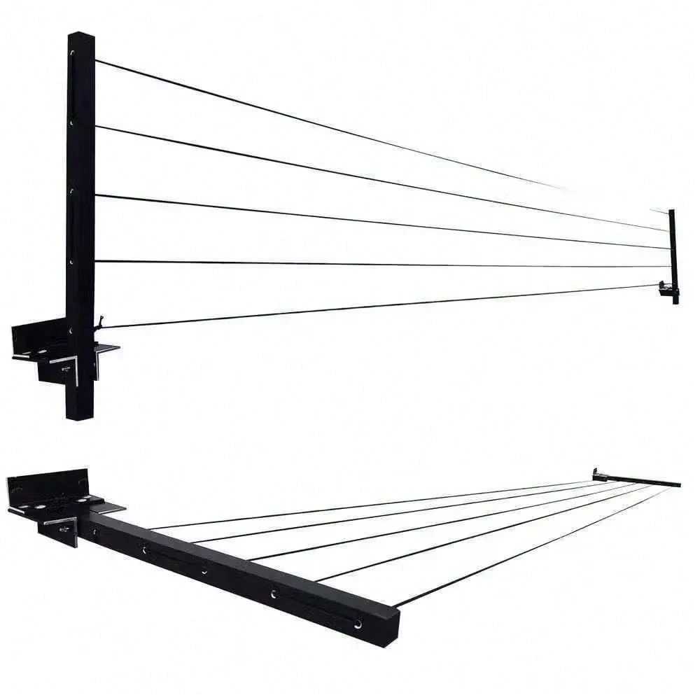Varal Articulado de Parede Bellanzo Black Steel Reforçado - Suporta até 40kg