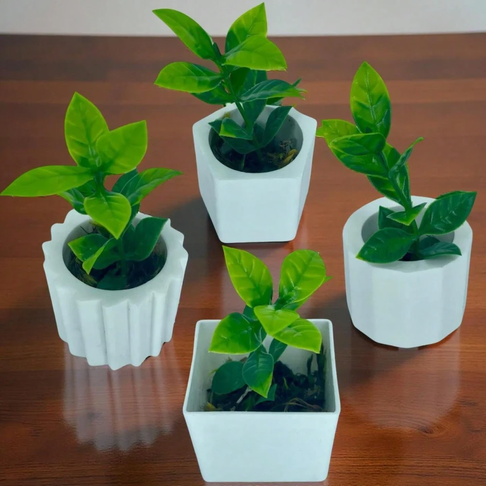 Coleção Zen Bellanzo com 4 Arranjos Botânicos em Vasos Cerâmicos Clean