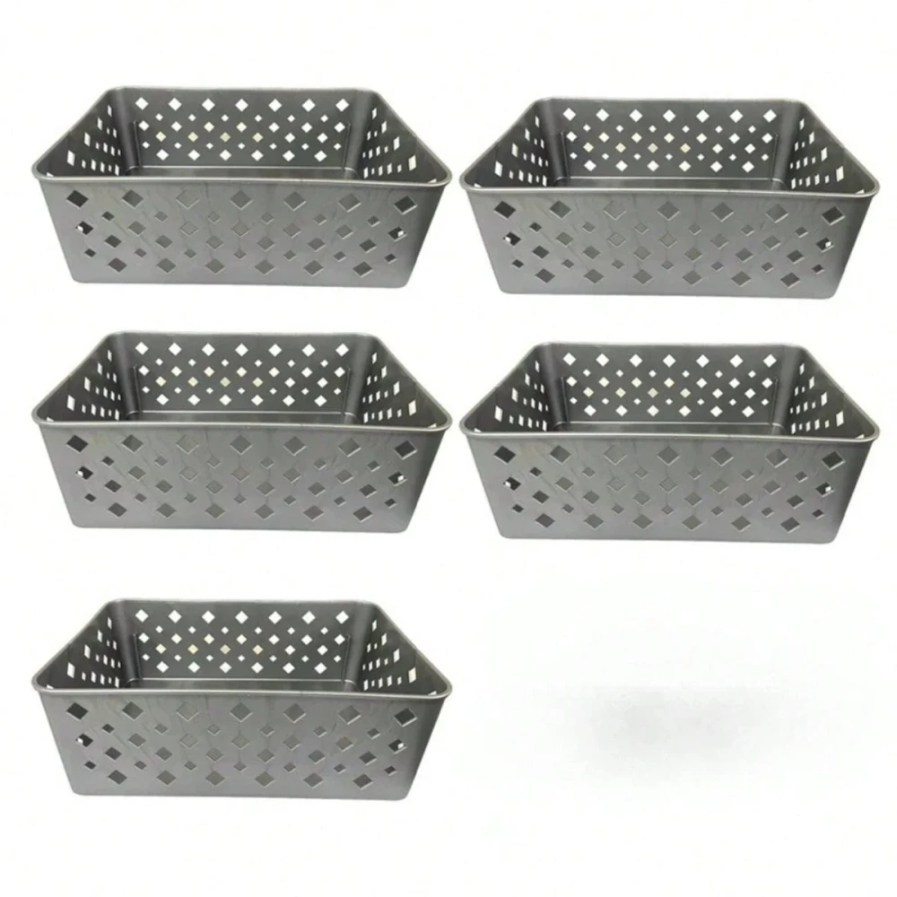 Conjunto com 5 Cestos Organizadores Slim Bellanzo Grigio Moderno - 19x13cm