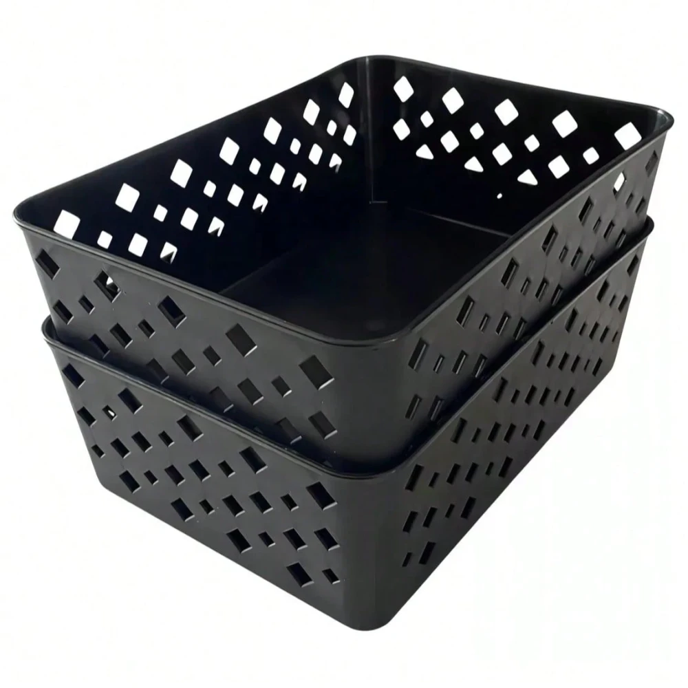 Dupla de Caixas Organizadoras Empilháveis Bellanzo Matte Black Alta Densidade